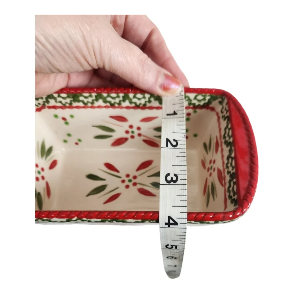 NIB Temptations Ceramic Old World Holiday Floral 12 Oz Mini Loaf Pan Dish